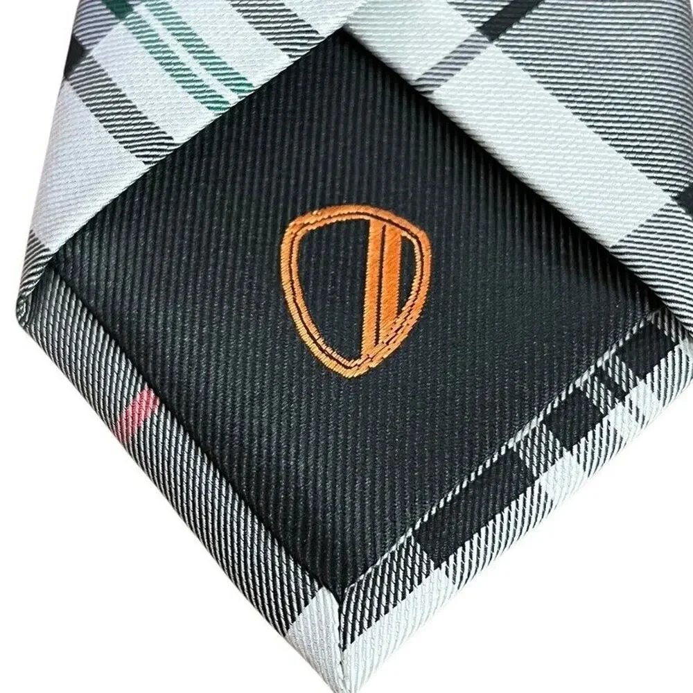 Ben Sherman Mens Hand Made 100% Silk Plaid Black Red Green Thin Neck Tie 2.75